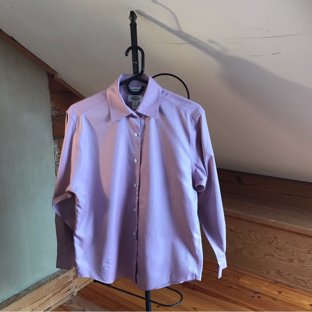 Talbots Purple Striped Button Down Wrinkle Resistant Button Down Top, EUC, 6